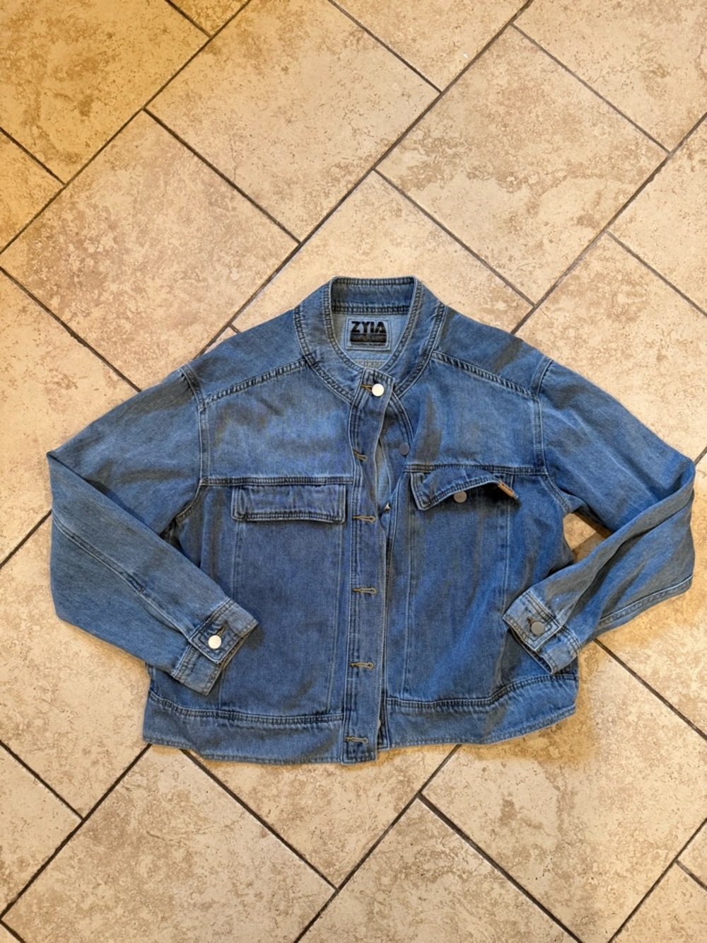 ZYIA Blue Denim Button-Front Jacket